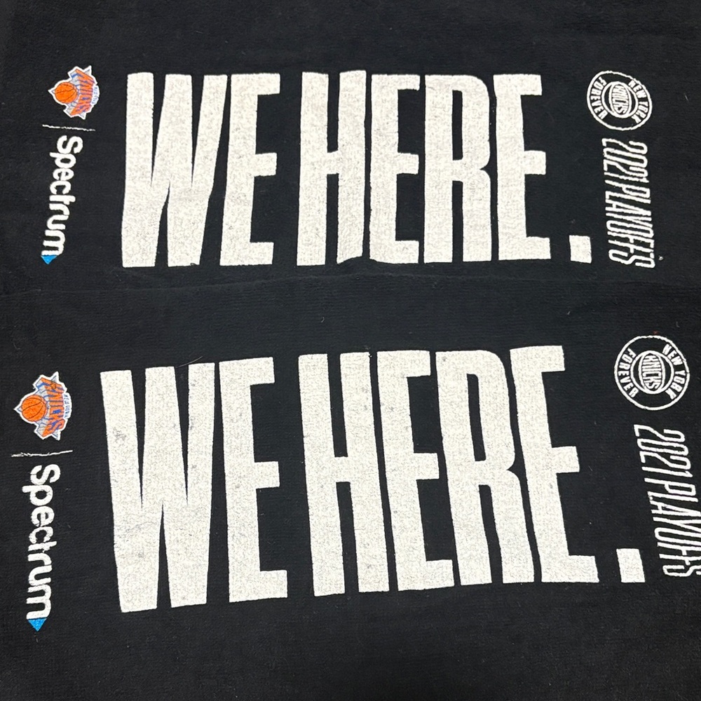 NY KNICKS Black 'We Here' Playoffs Rally Towels 2021 (Set of 2)